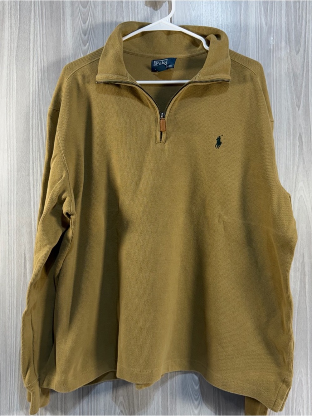 Polo Ralph Lauren Mens Tan Estate Rib Quarter Zip Pullover Sweater Pony Logo